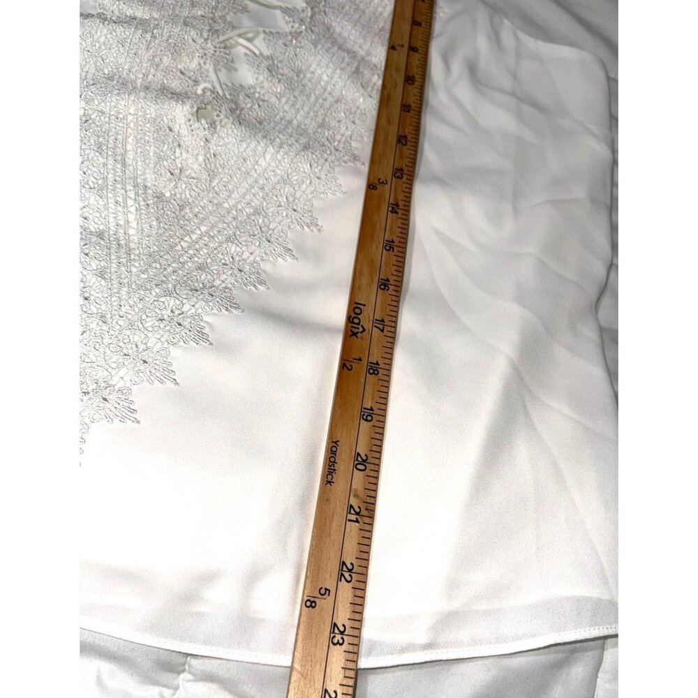 WAYF White Lace Detail Sleeveless Blouse Top L Polyester Womens - Picture 7 of 8